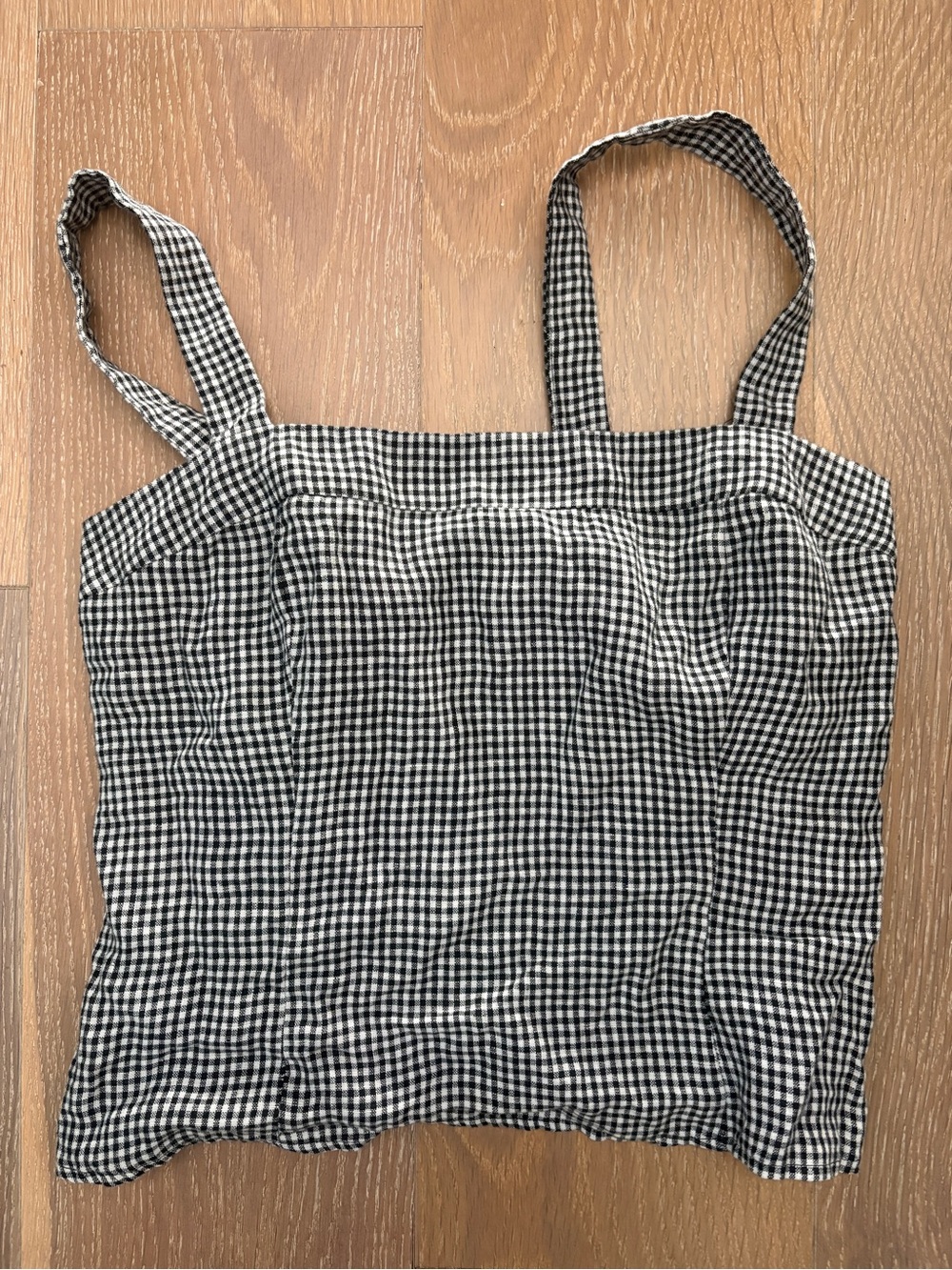 Quince Black & White Gingham Square Neck Camisole